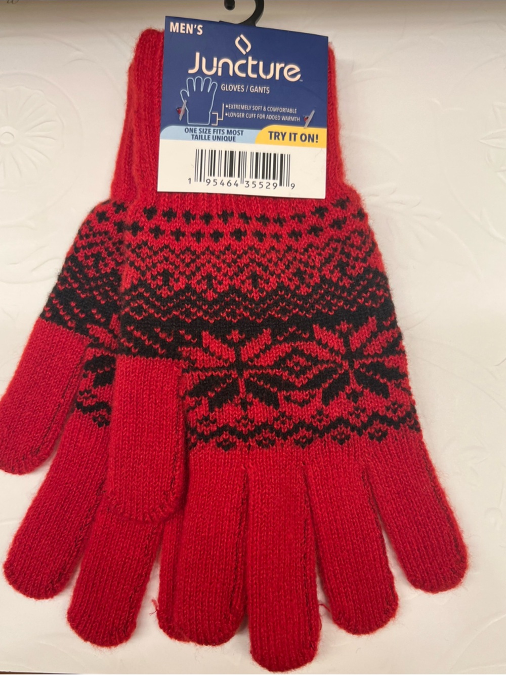 Juncture Men's Red and Black Knit Gloves